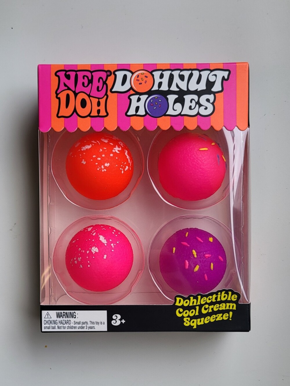 NeeDoh Donut Holes Kids Squeeze Toy - Pink, Orange & Purple - AUTHENTIC, NEW